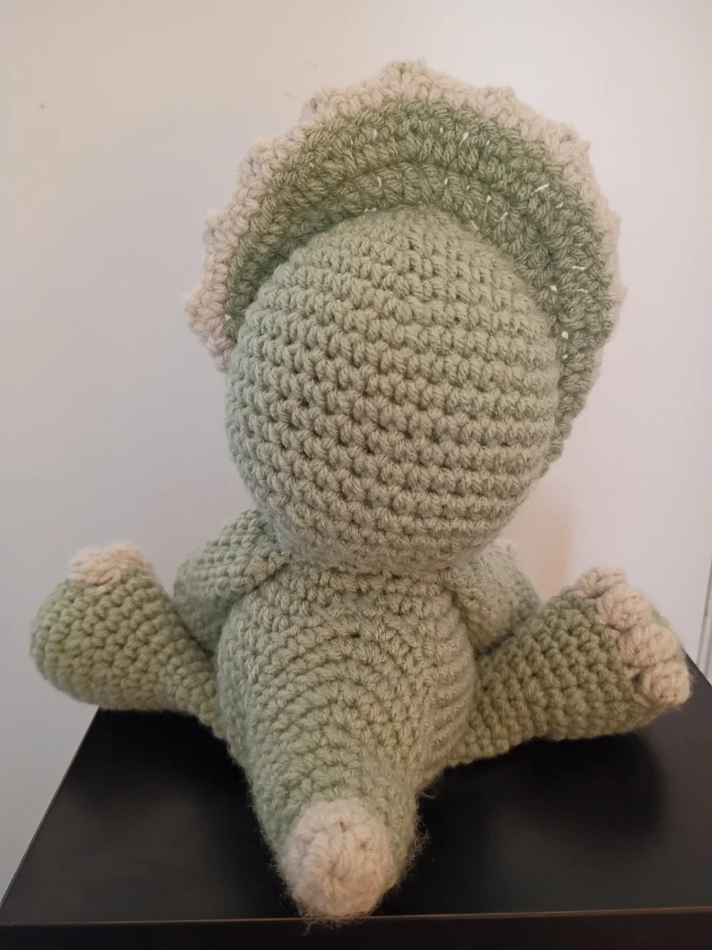 Handcrafted Green Crochet Triceratops Plush - Soft Decorative Toy